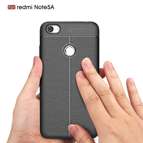 Microsonic Xiaomi Redmi Note 5A Kılıf Deri Dokulu Silikon Siyah 3