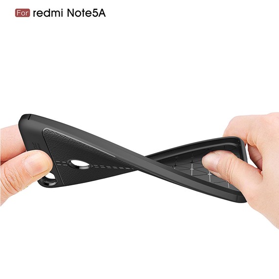 Microsonic Xiaomi Redmi Note 5A Kılıf Deri Dokulu Silikon Siyah 4