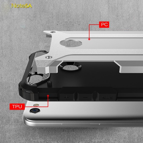 Microsonic Xiaomi Redmi Note 5A Kılıf Rugged Armor Siyah 4
