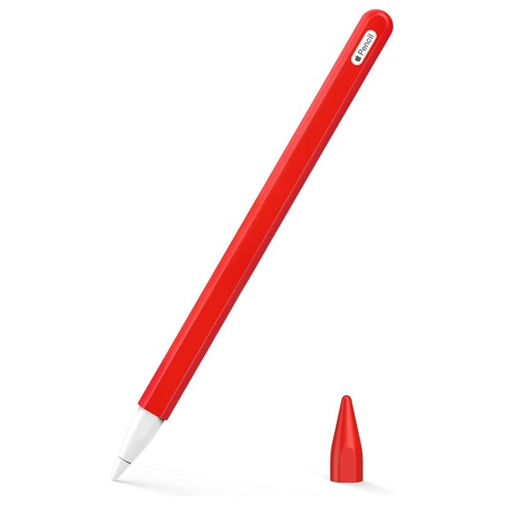 Microsonic Apple Pencil 2 nesil Kılıf Mat Silikon V2 Kırmızı 1