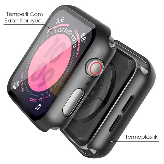 Microsonic Apple Watch Series 1 38mm Kılıf Matte Premium Slim WatchBand Siyah 3