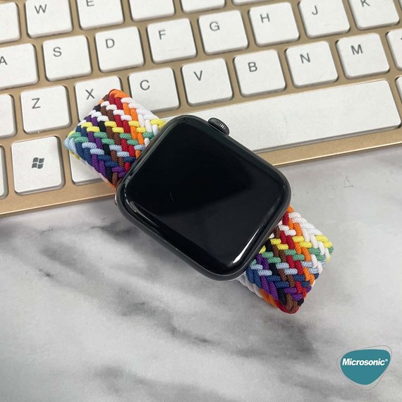 Microsonic Apple Watch Series 3 42mm Kordon Large Size 160mm Knitted Fabric Single Loop Pride Edition 4