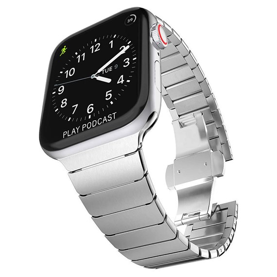 Microsonic Apple Watch Series 6 44mm Kordon Link Bracelet Band Gümüş 5