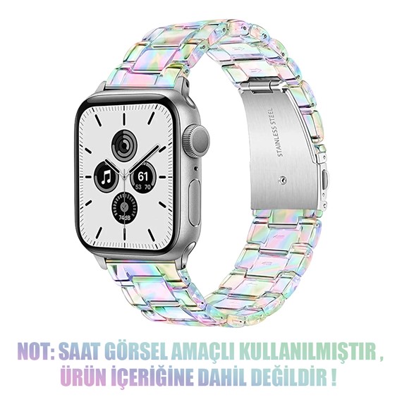 Microsonic Apple Watch SE 2022 40mm Kordon Stainless Transparent Clear Çok Renkli 2