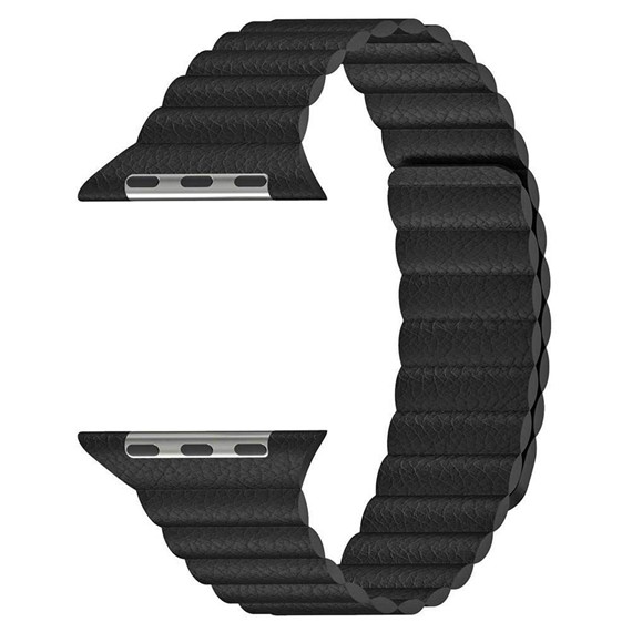 Microsonic Apple Watch Series 1 42mm Twist Leather Loop Kordon Siyah 1