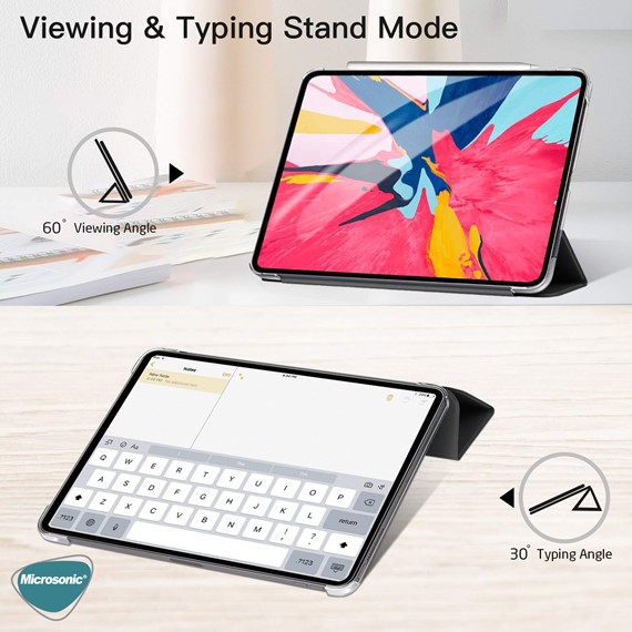 Microsonic Apple iPad Pro 12 9 2020 4 Nesil Kılıf A2229-A2069-A2232 Slim Translucent Back Smart Cover Pembe 3
