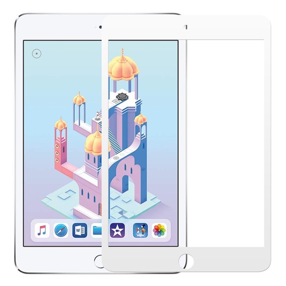 Microsonic Apple iPad Mini 4 A1538-A1550 Tam Kaplayan Temperli Cam Ekran Koruyucu Beyaz 1