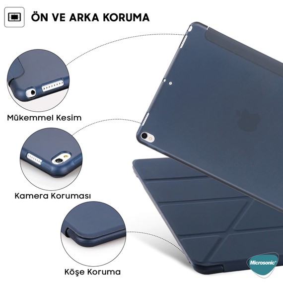 Microsonic Apple iPad Pro 10 5 A1701-A1709-A1852 Folding Origami Design Kılıf Lacivert 5