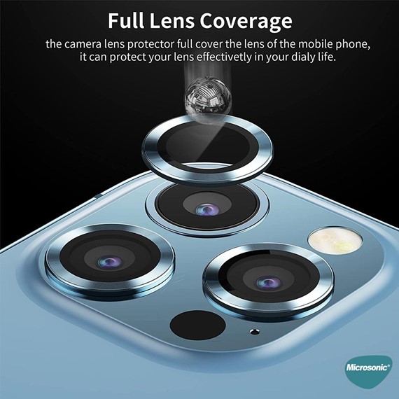 Microsonic Apple iPhone 14 Pro Max Tekli Kamera Lens Koruma Camı Gümüş 6