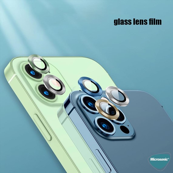 Microsonic Apple iPhone 15 Pro Tekli Kamera Lens Koruma Camı Lacivert 8