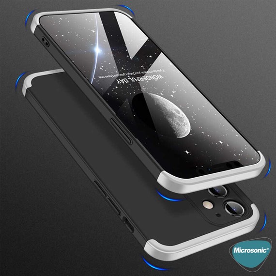 Microsonic Apple iPhone 12 Kılıf Double Dip 360 Protective Siyah Gri 8