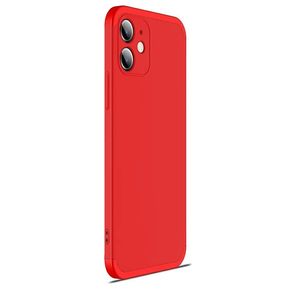 Microsonic Apple iPhone 12 Kılıf Double Dip 360 Protective Kırmızı 2