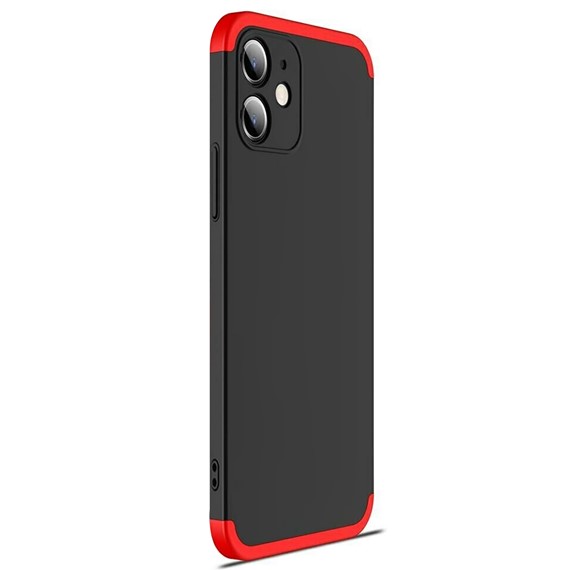Microsonic Apple iPhone 12 Kılıf Double Dip 360 Protective Siyah Kırmızı 2