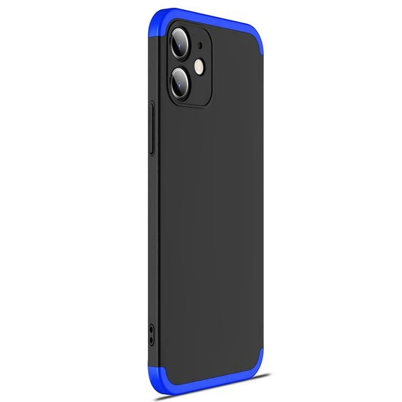 Microsonic Apple iPhone 12 Kılıf Double Dip 360 Protective Siyah Mavi 2