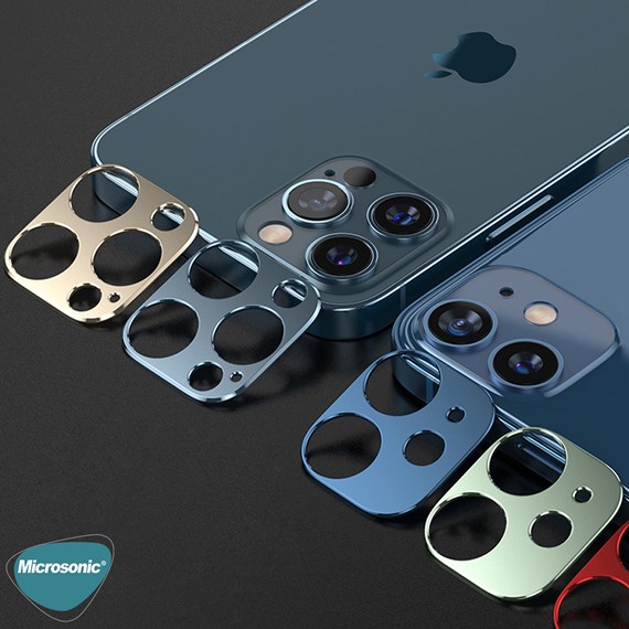 Microsonic Apple iPhone 12 Pro Kamera Lens Koruma Camı V2 Gold 4