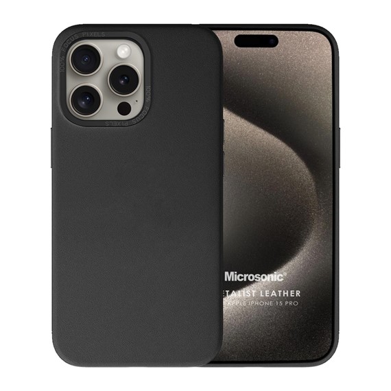 Microsonic Apple iPhone 15 Pro Kılıf Metalist Leather Siyah 1
