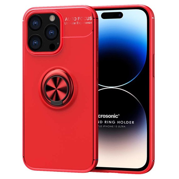 Microsonic Apple iPhone 15 Pro Max Kılıf Kickstand Ring Holder Kırmızı 1