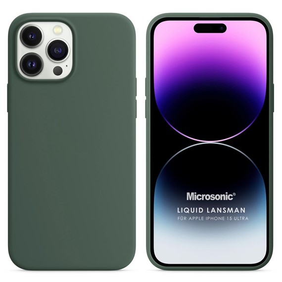 Microsonic Apple iPhone 15 Pro Max Kılıf Liquid Lansman Silikon Yeşil 1