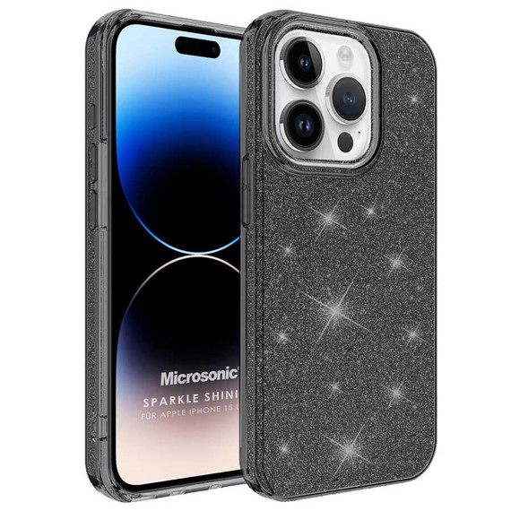 Microsonic Apple iPhone 15 Pro Max Kılıf Sparkle Shiny Siyah 1