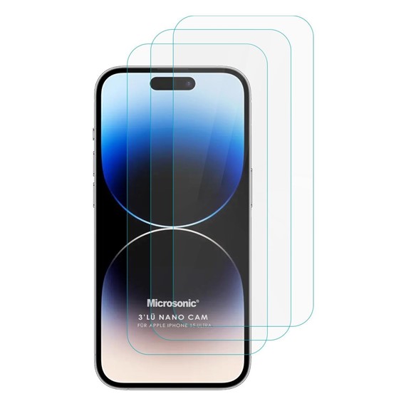 Microsonic Apple iPhone 15 Pro Max Screen Protector Nano Glass Cam Ekran Koruyucu 3 lü Paket 1