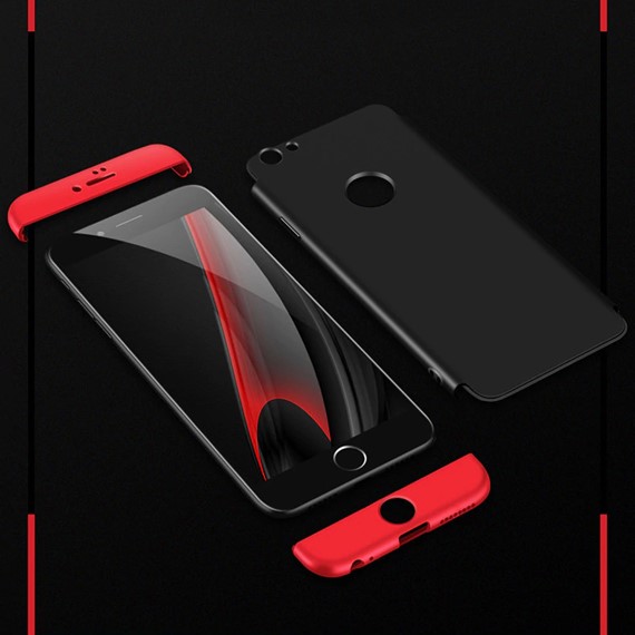 Microsonic Apple iPhone 6 Kılıf Double Dip 360 Protective Siyah Kırmızı 4
