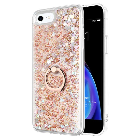 Microsonic Apple iPhone 6S Plus Kılıf Glitter Liquid Holder Gold 1