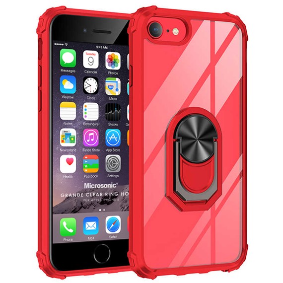 Microsonic Apple iPhone 6 Kılıf Grande Clear Ring Holder Kırmızı 1