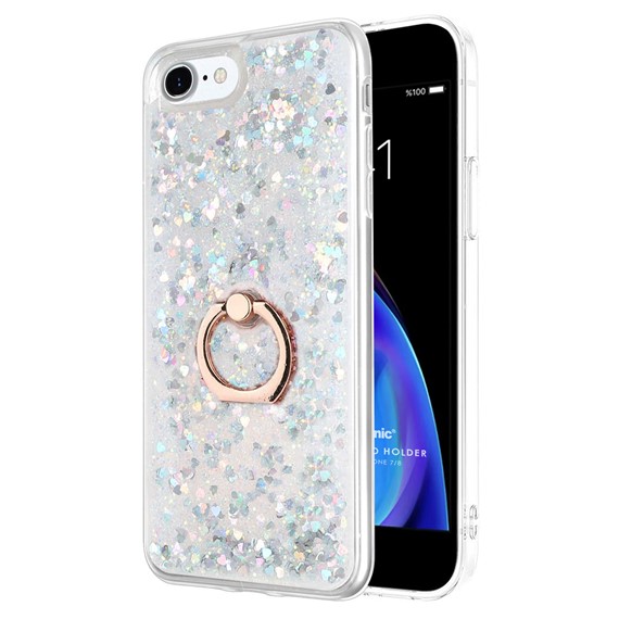 Microsonic Apple iPhone 8 Kılıf Glitter Liquid Holder Gümüş 1