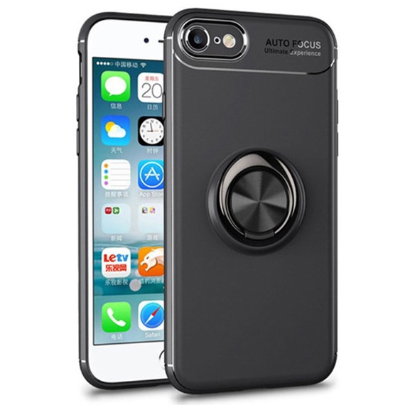 Microsonic Apple iPhone SE 2022 Kılıf Kickstand Ring Holder Siyah 1
