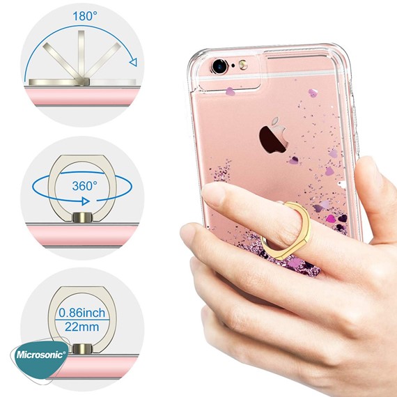 Microsonic Apple iPhone 7 Plus Kılıf Glitter Liquid Holder Gold 6