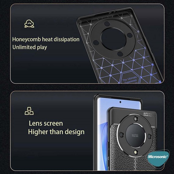 Microsonic Honor X9A Kılıf Deri Dokulu Silikon Siyah 4
