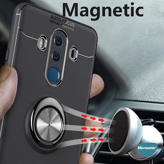 Microsonic Huawei Mate 10 Pro Kılıf Kickstand Ring Holder Siyah 3
