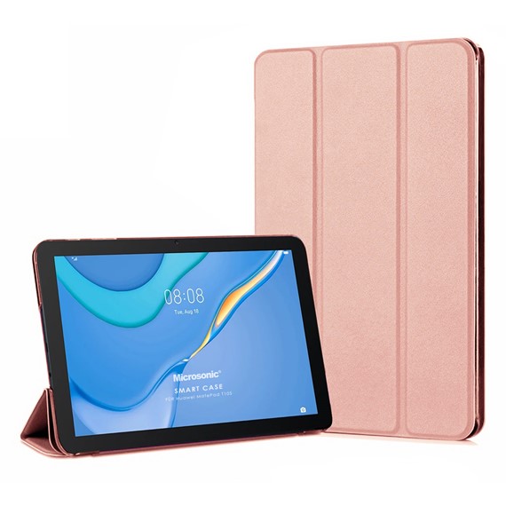 Microsonic Huawei MatePad T10S Kılıf Slim Translucent Back Smart Cover Rose Gold 1
