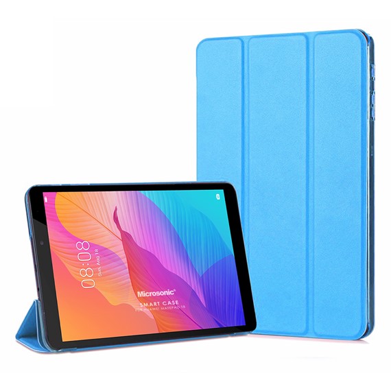 Microsonic Huawei MatePad T8 8 Kılıf Slim Translucent Back Smart Cover Mavi 1