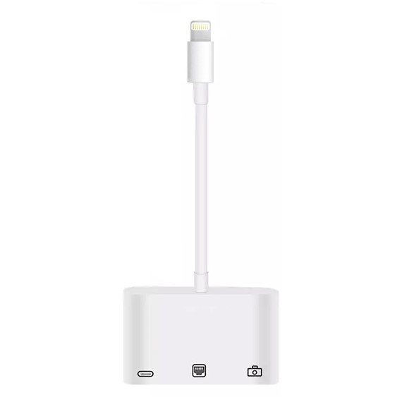 Microsonic Lightning to Ethernet USB Adapter Kablo iPhone iPad USB Ethernet Dönüştürücü Adaptör Beyaz 1