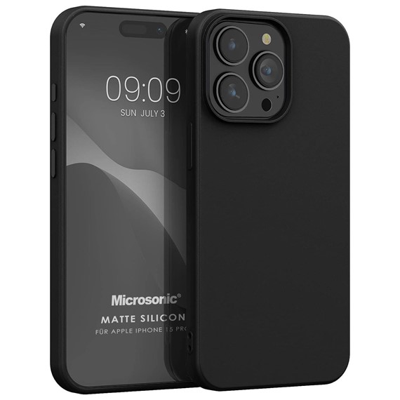 Microsonic Matte Silicone Apple iPhone 15 Pro Kılıf Siyah 1