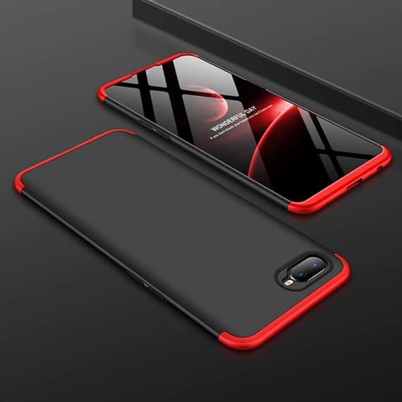 Microsonic Oppo RX17 Neo Kılıf Double Dip 360 Protective Siyah Kırmızı 3