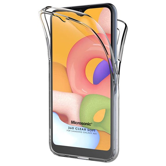 Microsonic Samsung Galaxy A01 Kılıf 6 tarafı tam full koruma 360 Clear Soft Şeffaf 1