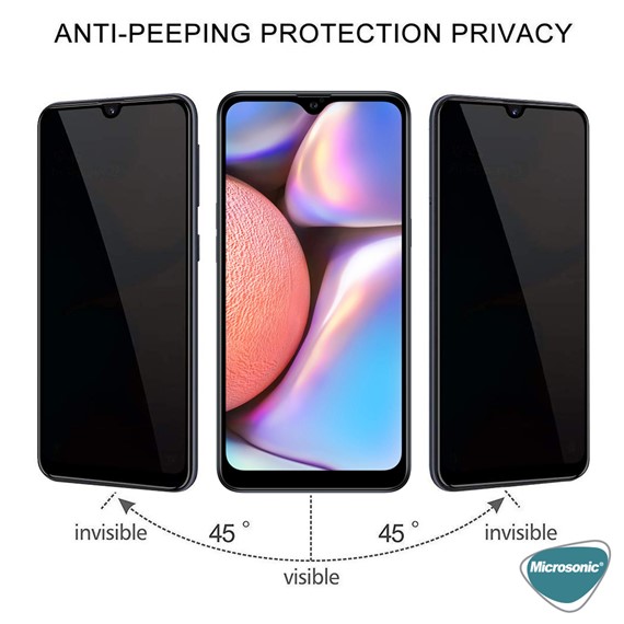 Microsonic Samsung Galaxy A01 Privacy 5D Gizlilik Filtreli Cam Ekran Koruyucu Siyah 2