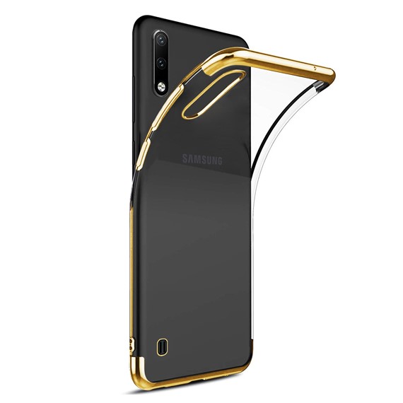 Microsonic Samsung Galaxy A01 Kılıf Skyfall Transparent Clear Gold 2