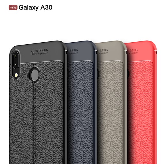 Microsonic Samsung Galaxy A20 Kılıf Deri Dokulu Silikon Kırmızı 5