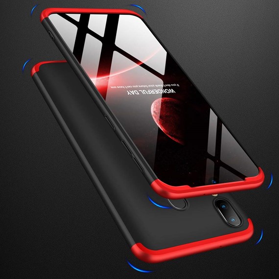 Microsonic Samsung Galaxy A20 Kılıf Double Dip 360 Protective Siyah Kırmızı 4