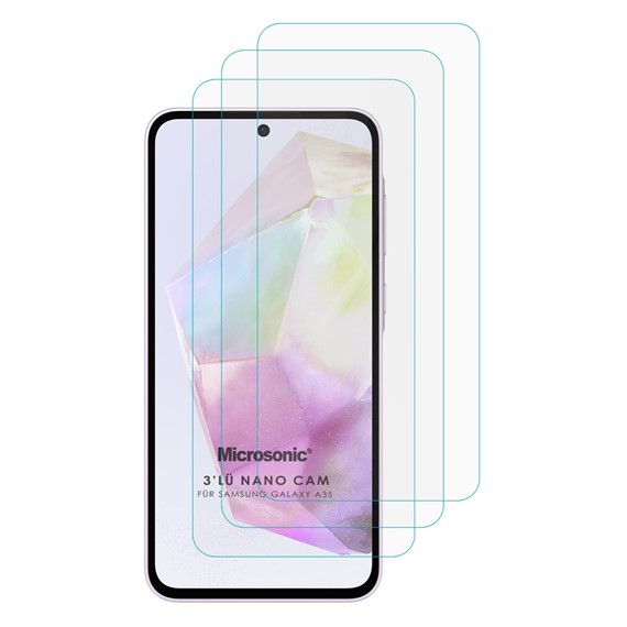 Microsonic Samsung Galaxy A35 Screen Protector Nano Glass Cam Ekran Koruyucu 3 lü Paket 1