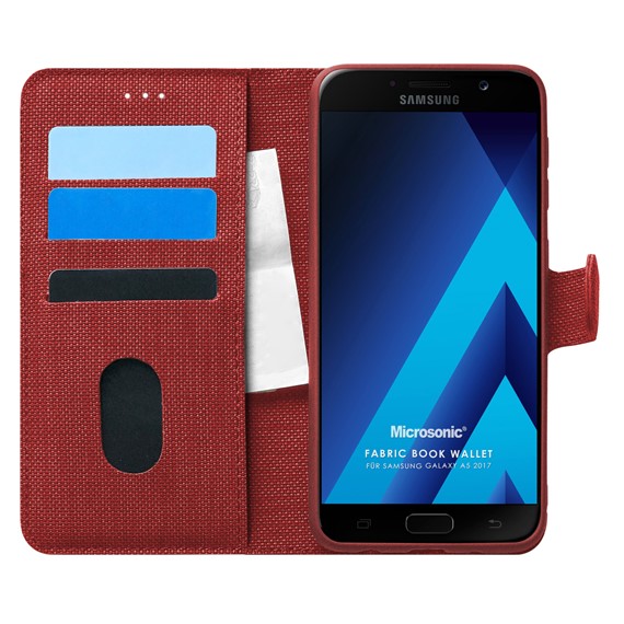 Microsonic Samsung Galaxy A5 2017 Kılıf Fabric Book Wallet Kırmızı 1