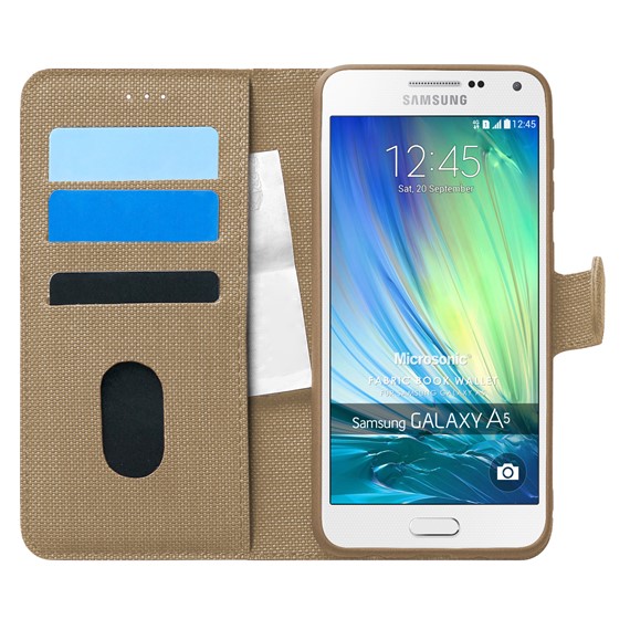 Microsonic Samsung Galaxy A5 Kılıf Fabric Book Wallet Gold 1