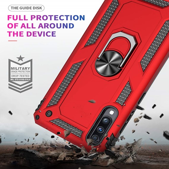 Microsonic Samsung Galaxy A50 Kılıf Military Ring Holder Kırmızı 3
