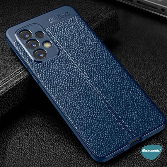 Microsonic Samsung Galaxy A53 5G Kılıf Deri Dokulu Silikon Siyah 4