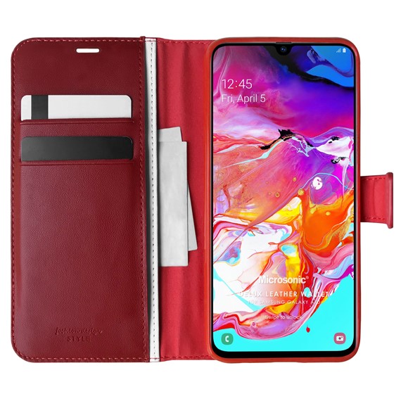 Microsonic Samsung Galaxy A70 Kılıf Delux Leather Wallet Kırmızı 1