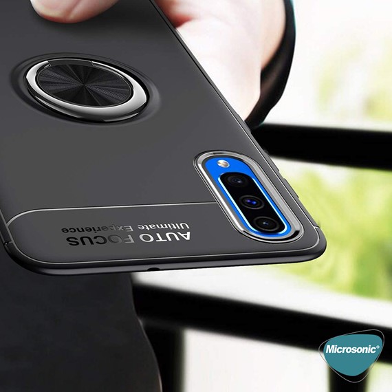 Microsonic Samsung Galaxy A70 Kılıf Kickstand Ring Holder Siyah Rose 5