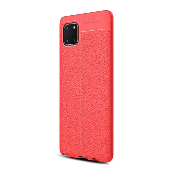Microsonic Samsung Galaxy A81 Note 10 Lite Kılıf Deri Dokulu Silikon Kırmızı 2